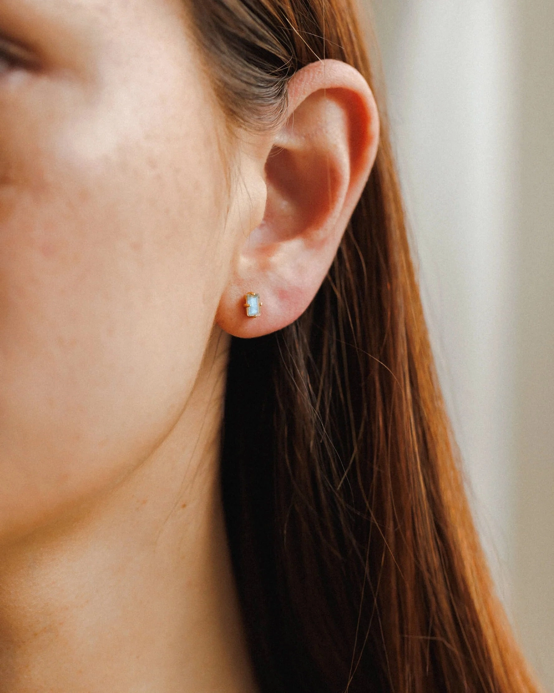 Nature Inspired Fine Detail Labradorite Grand Baguette Studs