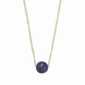 Glow Up Look Lapis Lazuli Single Bead Floating Necklace 14k Gold-filled Chain