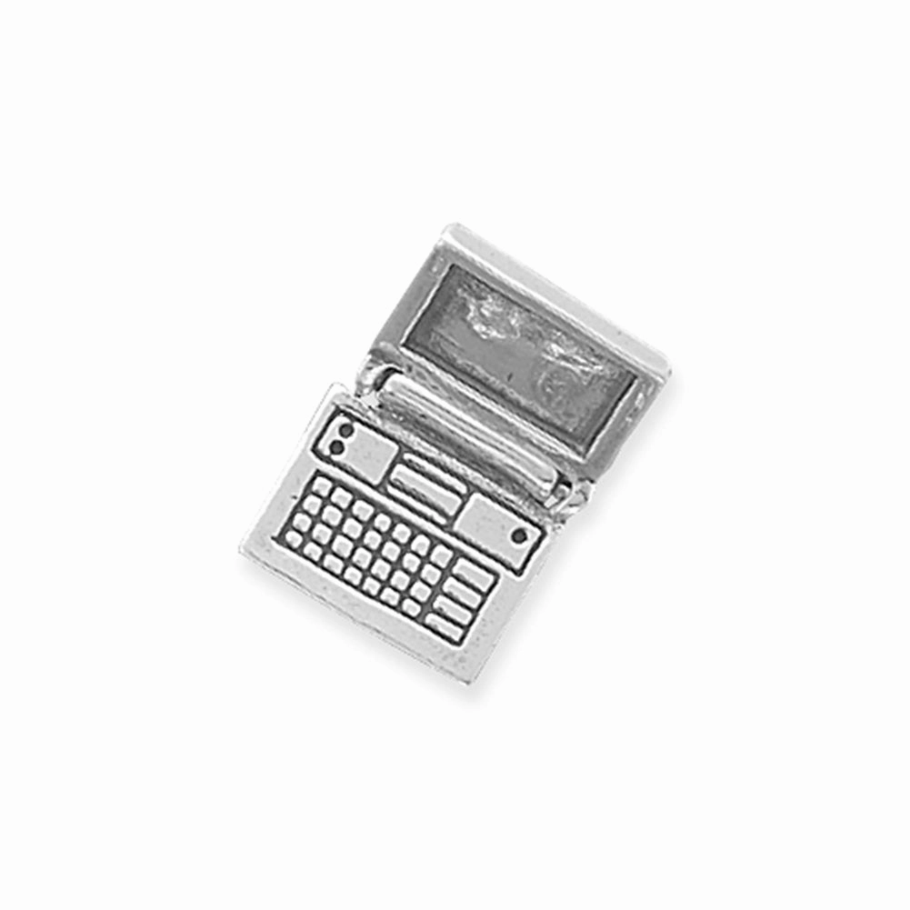 Laptop Computer Charm - Movable 3-D Sterling Silver Model Ready Graceful Highlight