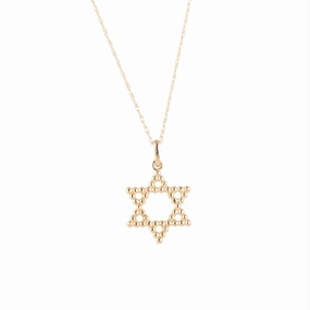 Modern Accent Autumn Touch Large Beaded Star of David - 14k Gold
