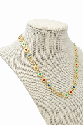 Modern Fashion Artisan Present Large Gold   Rainbow Daisy Chain