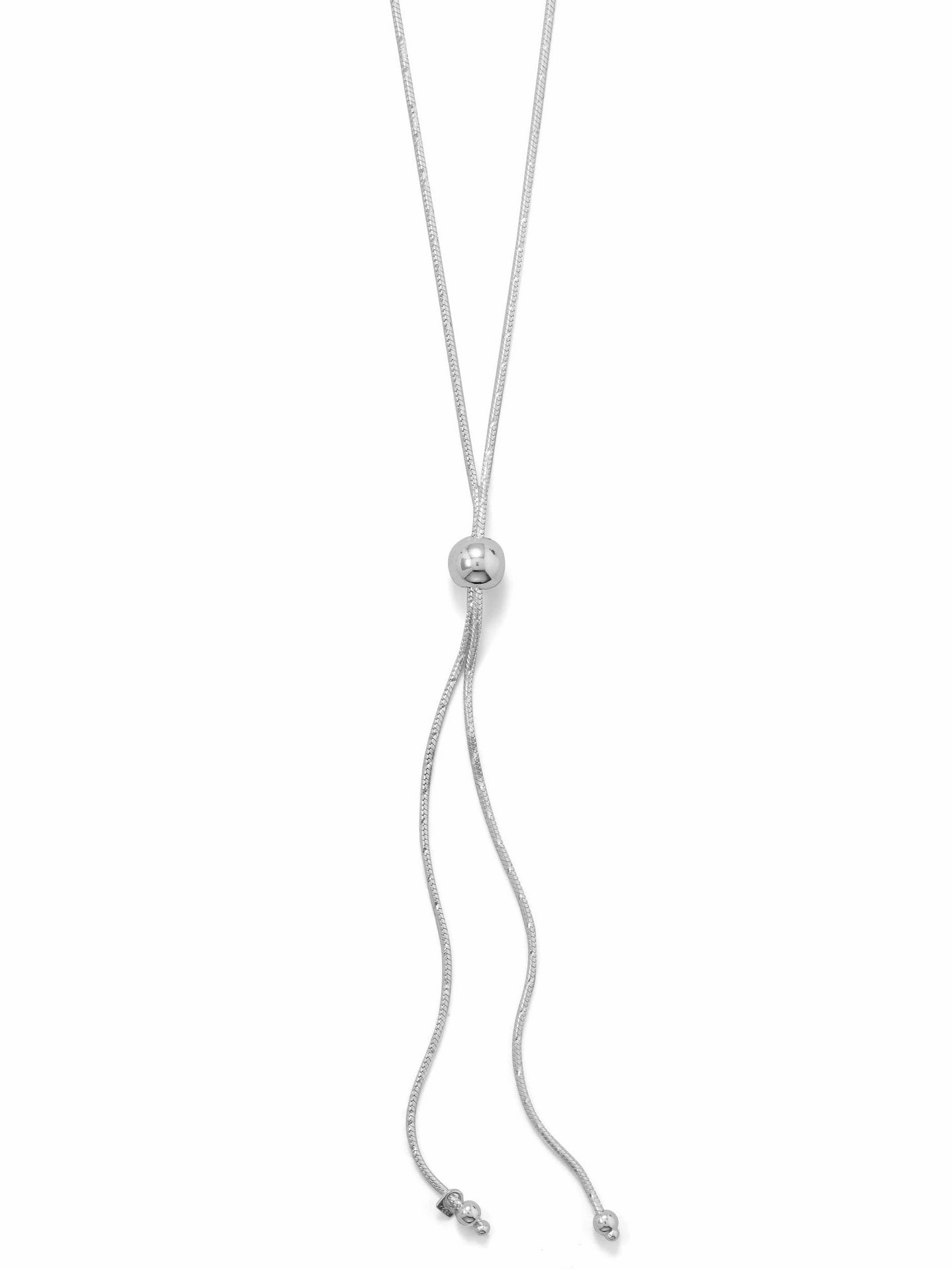 Night Feature Lariat Necklace Diamond-cut Snake Chain Sterling Silver Adjustable with Slider
