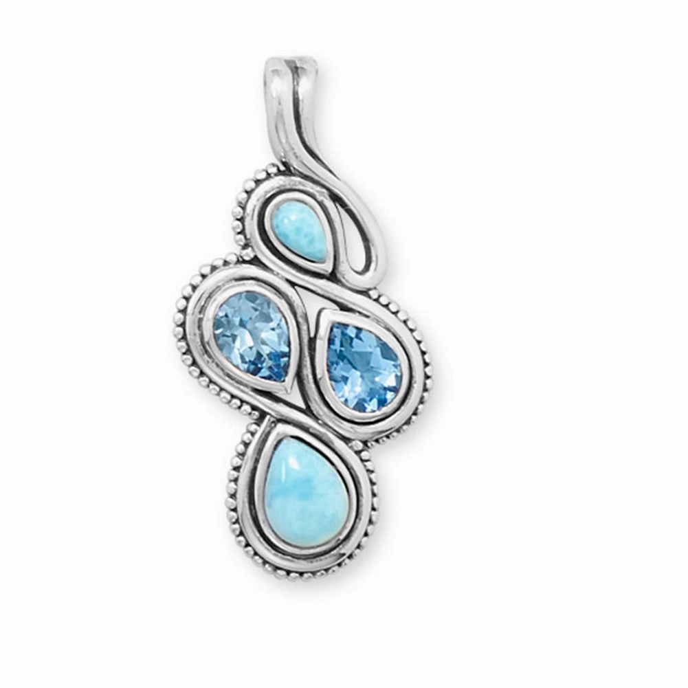 Signature Form Opulent Shine Larimar and Blue Topaz Sterling Silver, Pendant Only