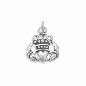 Claddagh Oxidized Sterling Silver Charm, Made in the USA Glamorous Mood