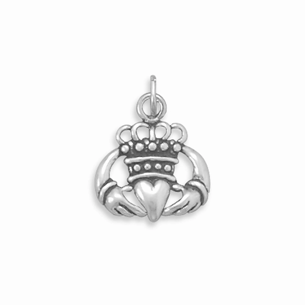 Claddagh Oxidized Sterling Silver Charm, Made in the USA Glamorous Mood