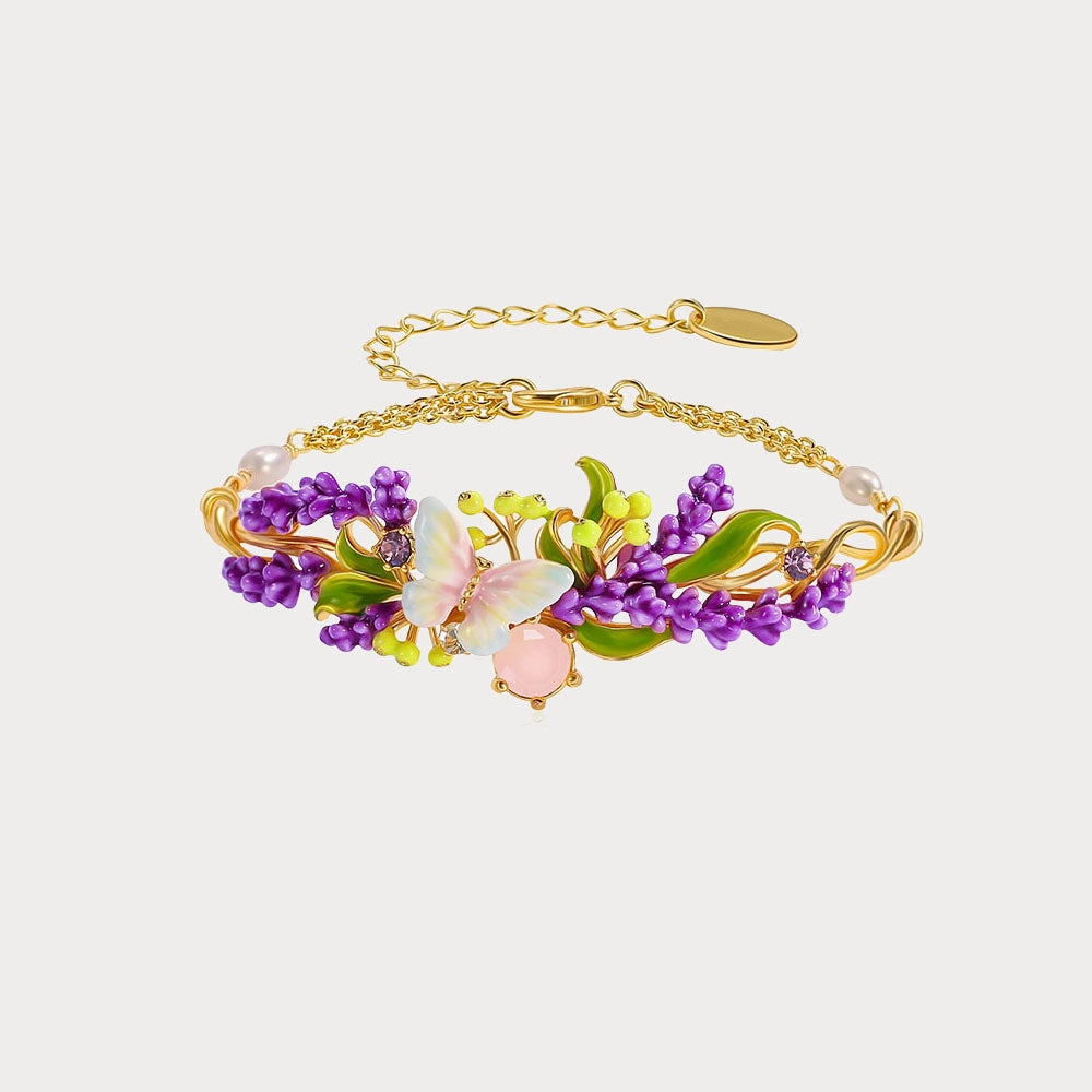 Unrivaled Value Heartwarming Mixes Lavender Butterfly Bracelet with Pink Crystal