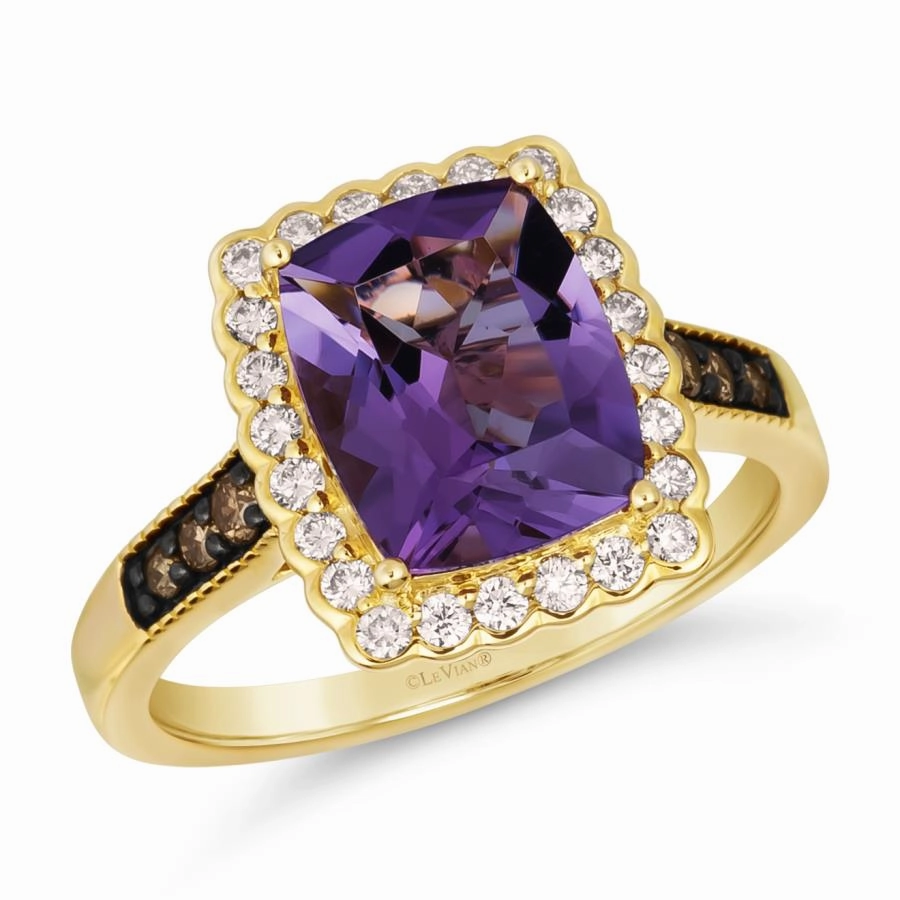 Curved Accent Trendy Decoration Le Vian Chocolatier? Ring featuring Antique Cushion Grape Amethyst?