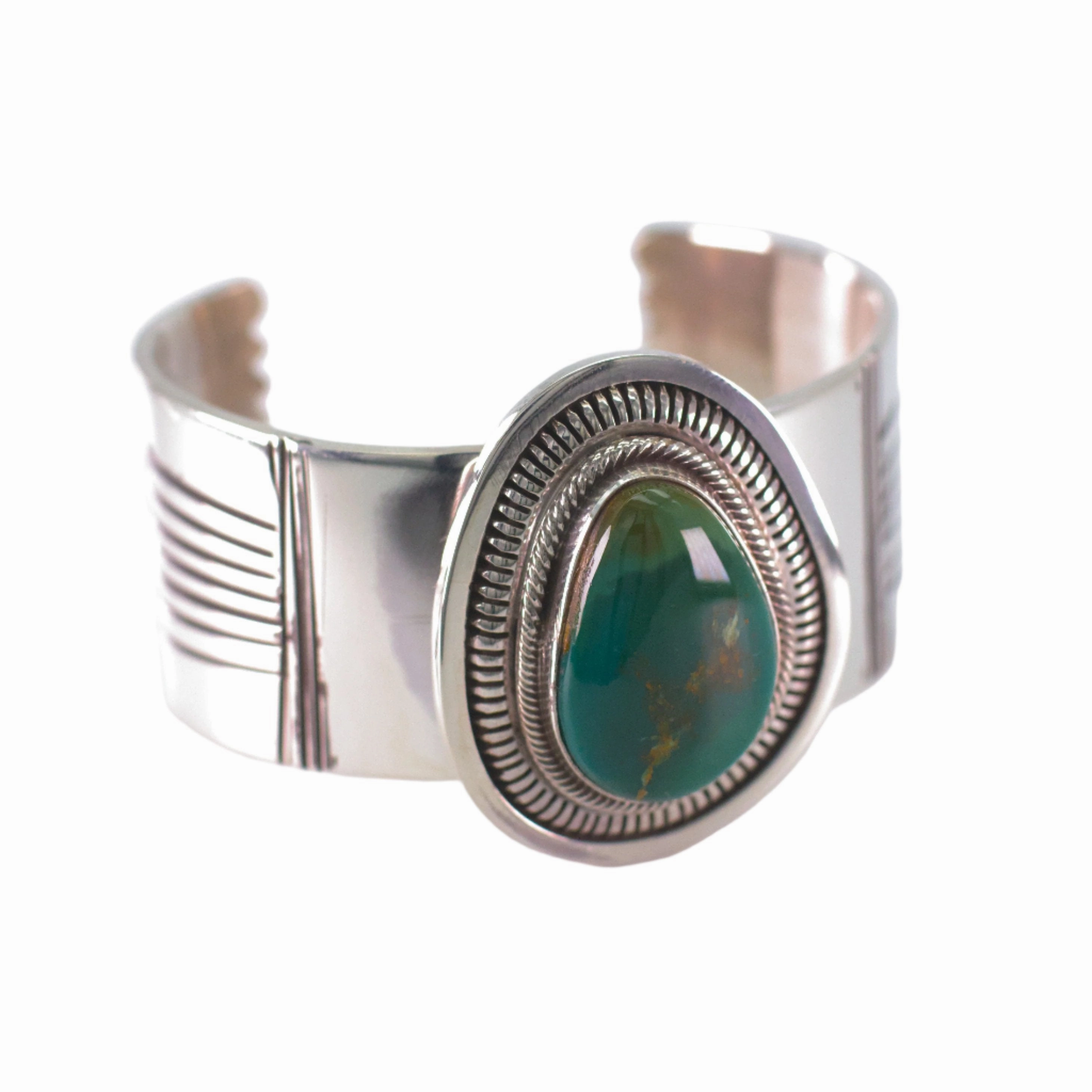 Leonard Nez Navajo Handmade Sterling Silver Turquoise Cuff Bracelet Dainty Form