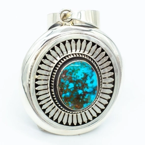 Leonard Nez Navajo Handmade Sterling Silver Turquoise Pendant Wardrobe Staple Romantic Fashion