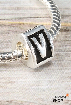 Letter V Block Bead Charm Refined Spark Precious Pieces
