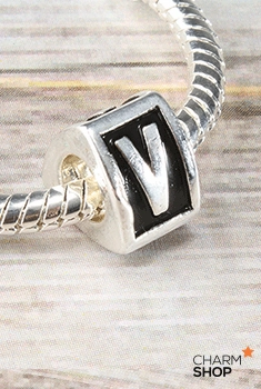 Letter V Block Bead Charm Daytime Look