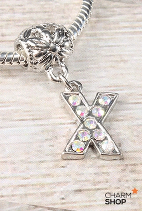 Letter X Rhinestone Bead Charm Lifestyle Match