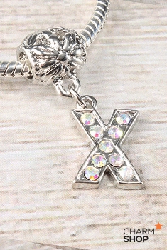 Letter X Rhinestone Bead Charm Lifestyle Match