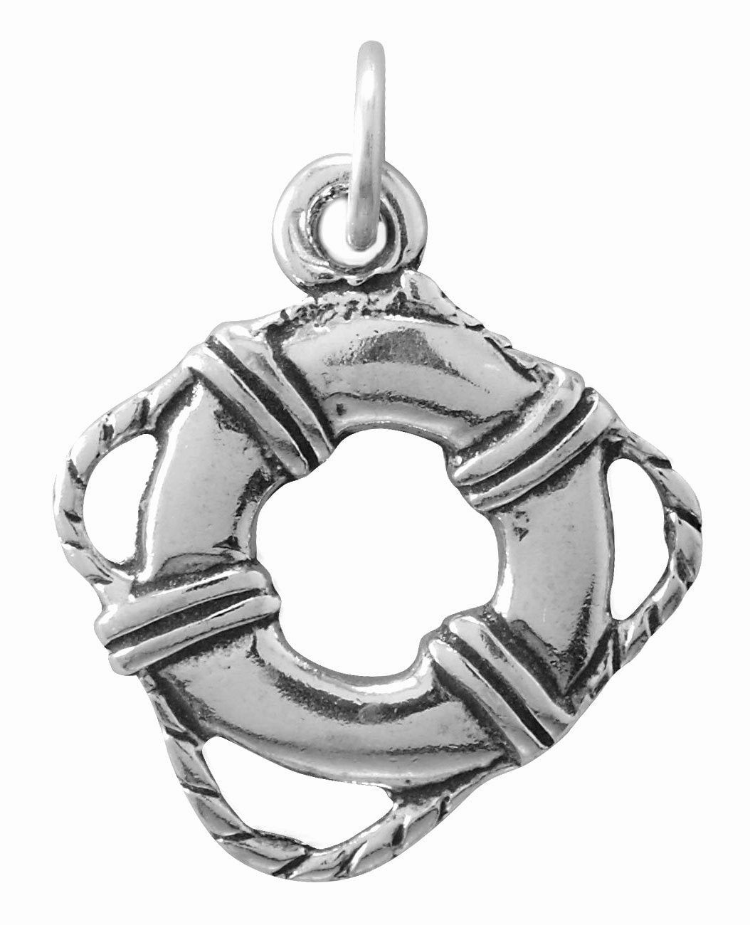 Elegant accessories Life Preserver Buoy and Rope Charm Sterling Silver