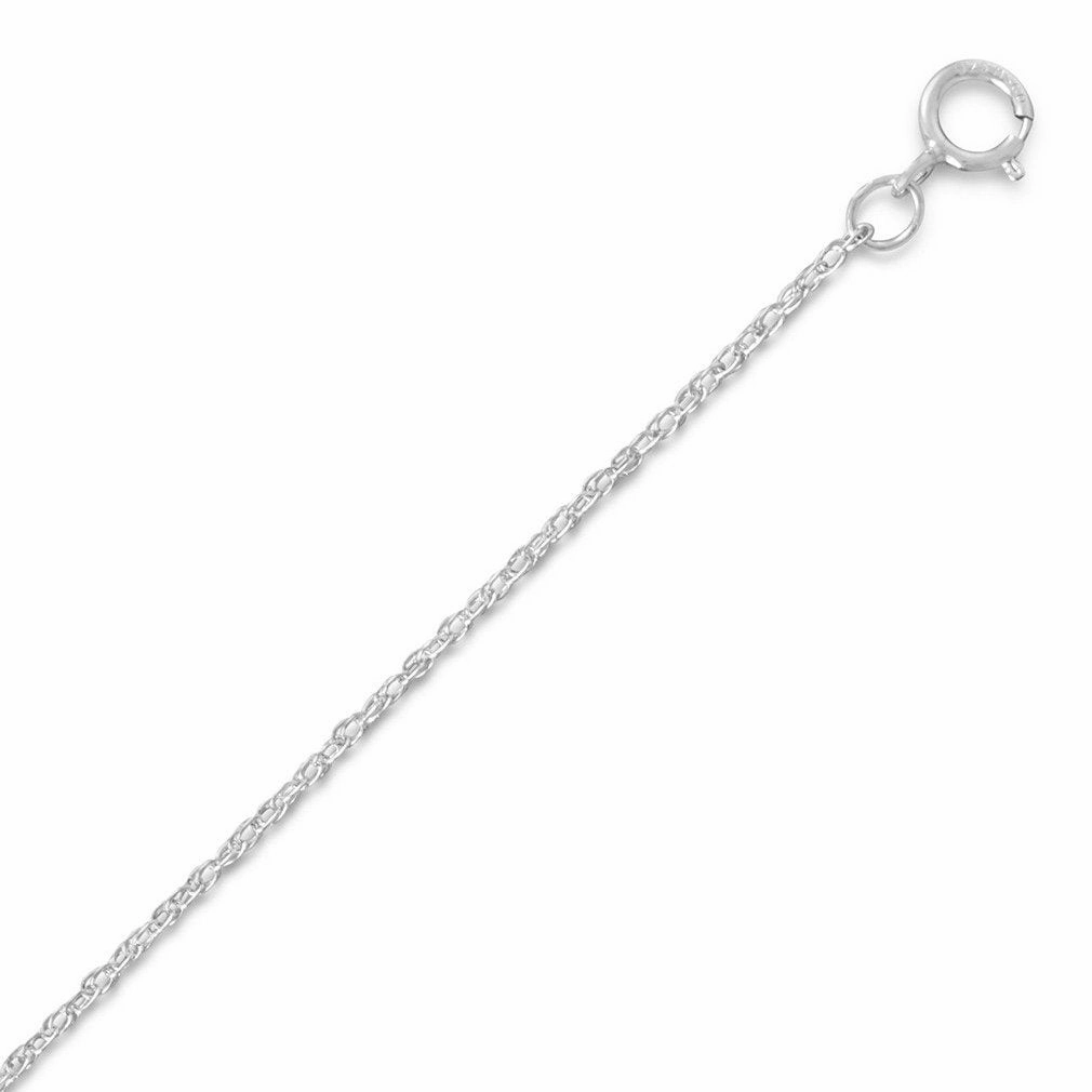 Light Rope Chain Necklace Rhodium Over Sterling Silver Made in the USA Elegant Shine Design Fashion Glow