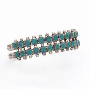 Navajo Handmade Sterling Silver Turquoise Composite Cuff Bracelet (Hallmark Unknown) Versatile Charm
