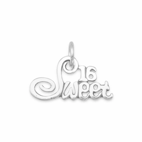 Sweet 16 Polished Charm Sterling Silver - Made in the USA Fashionable Glow