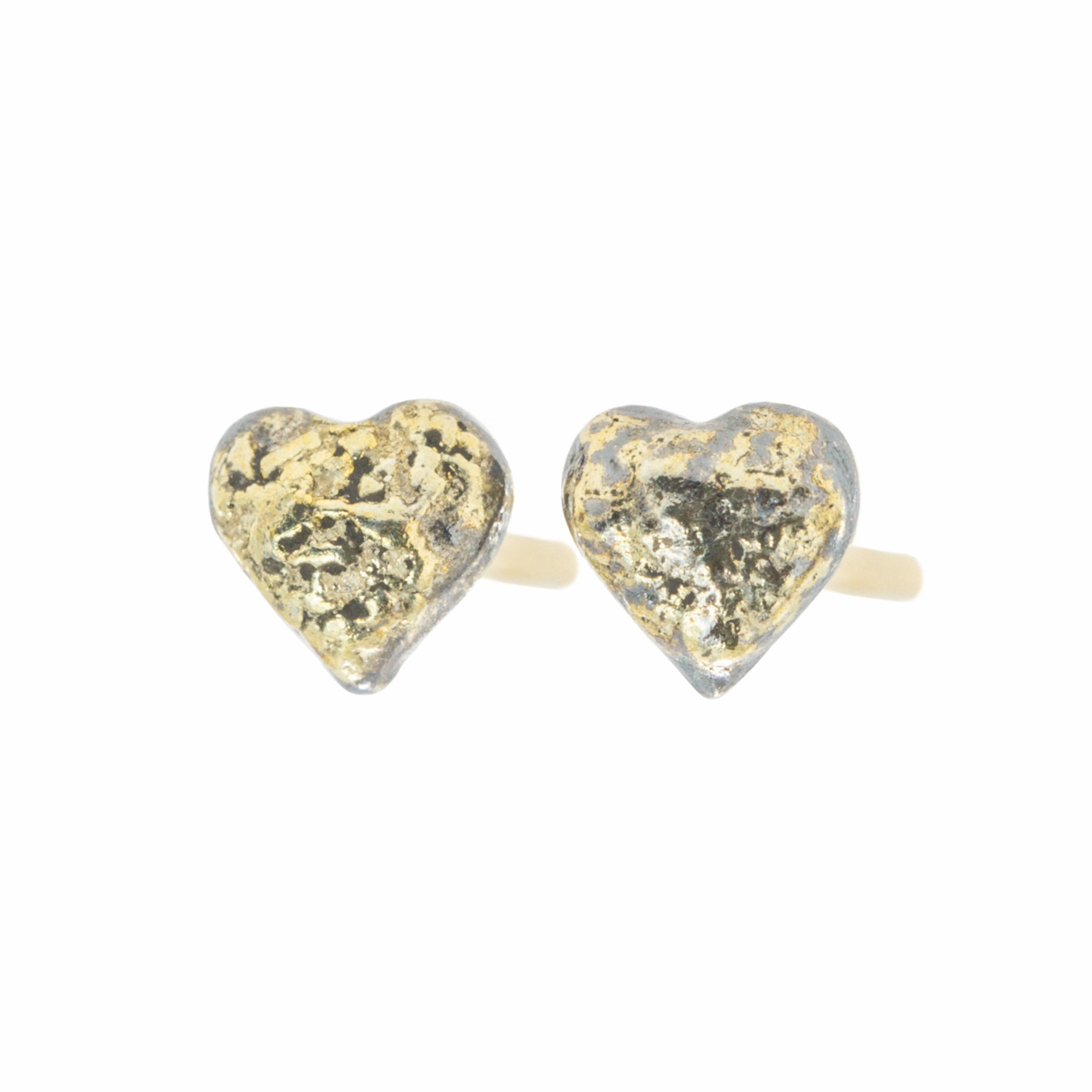 Dusted Love Studs - 22k/18k Gold, Oxidized Silver Minimalist Choice