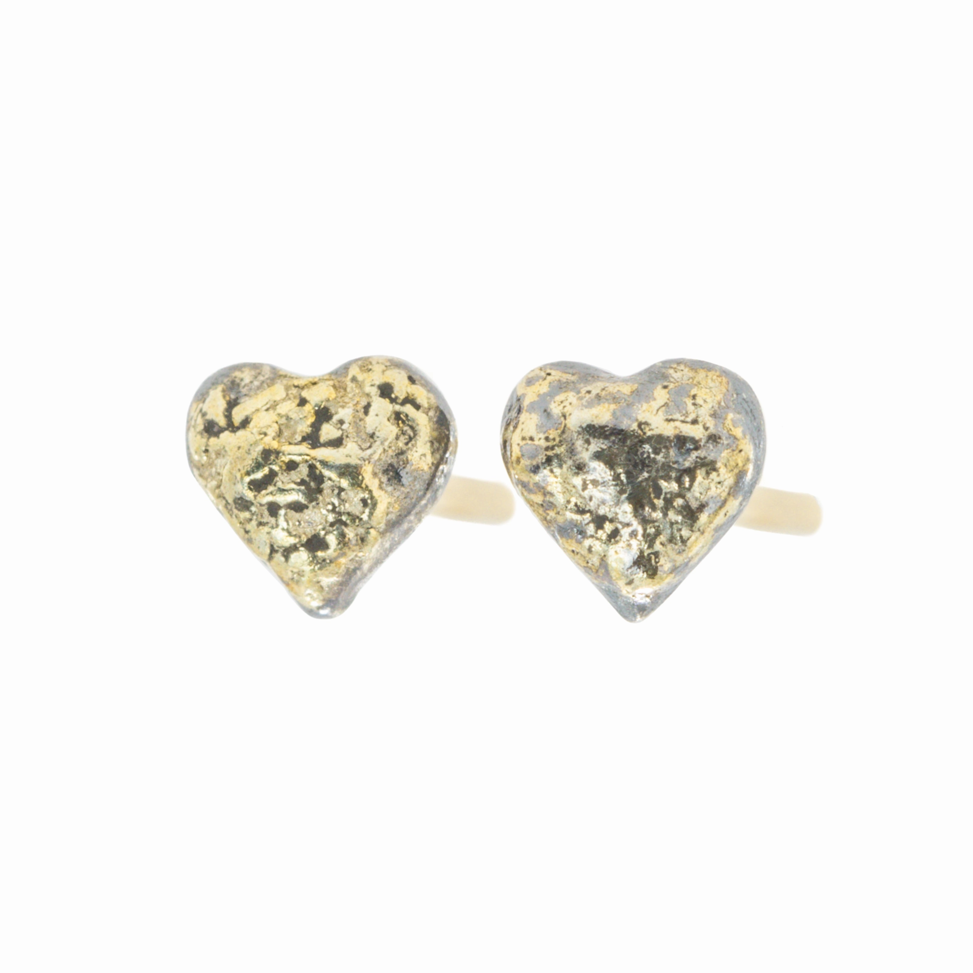 Contemporary Design Dusted Love Studs - 22k/18k Gold, Oxidized Silver