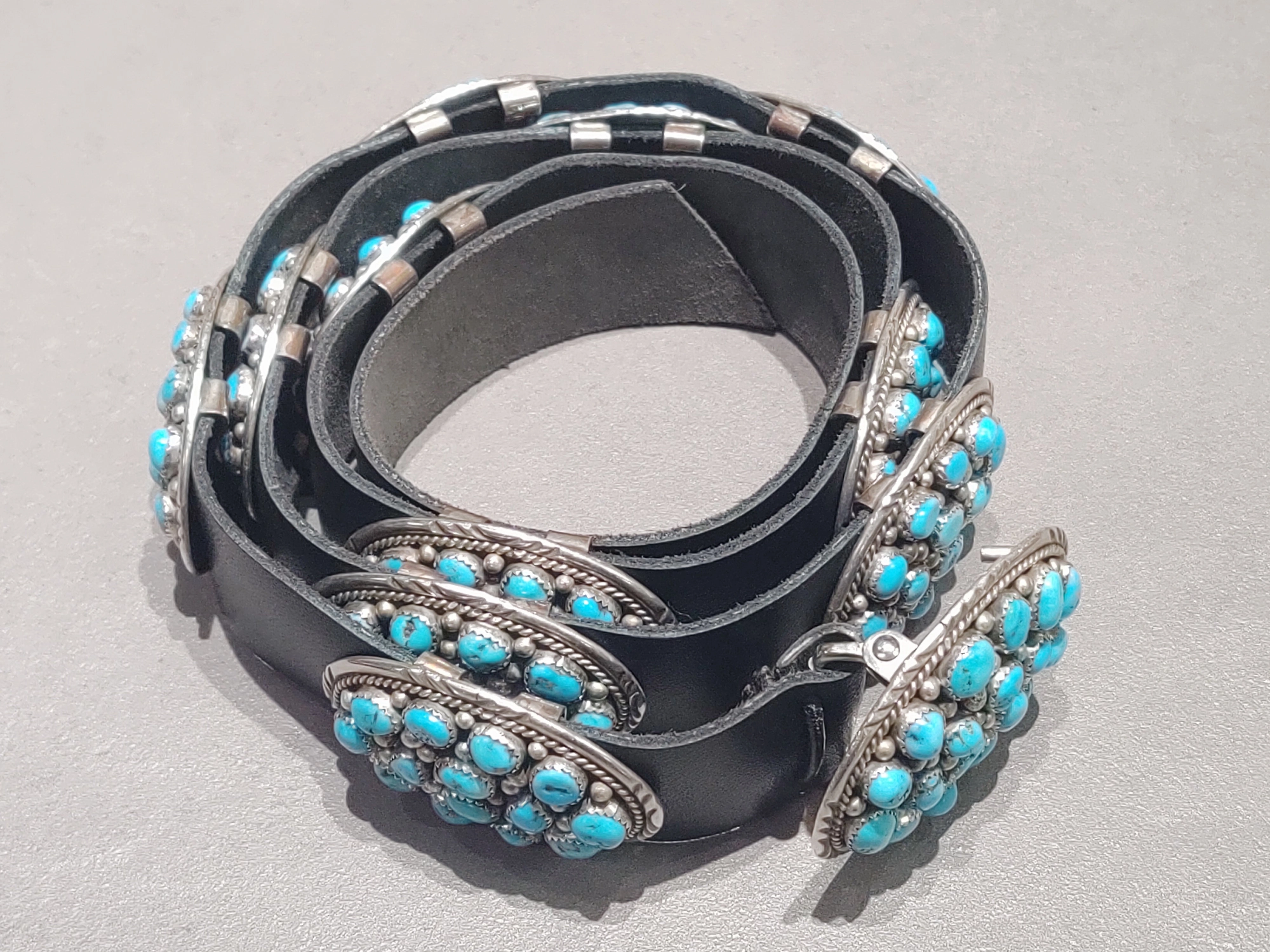 Radiant Finish Daily Detail Turquoise  Sterling Silver Concho Belt - Handmade Native American