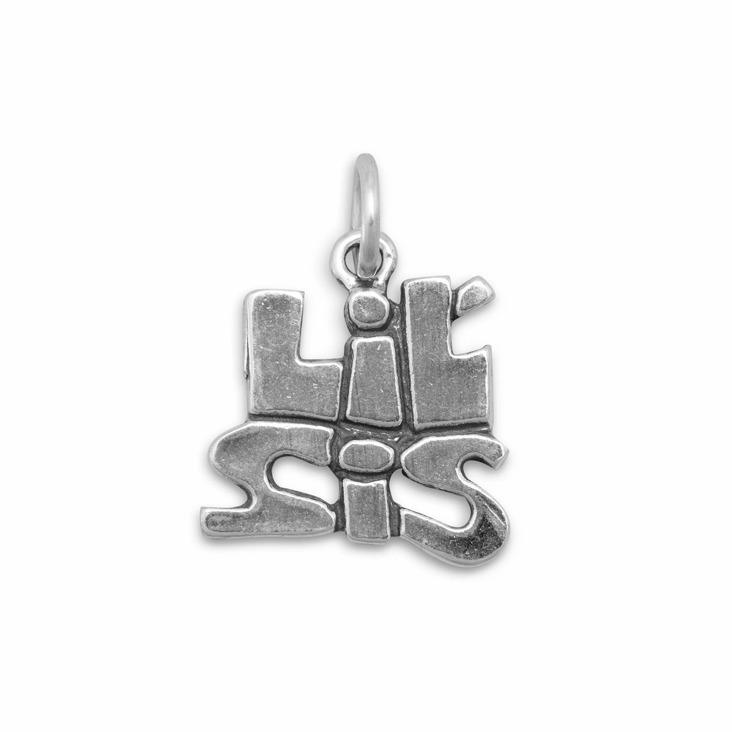 Ethereal Form Lil Sis Little Sister Charm Sterling Silver, Made in the USA