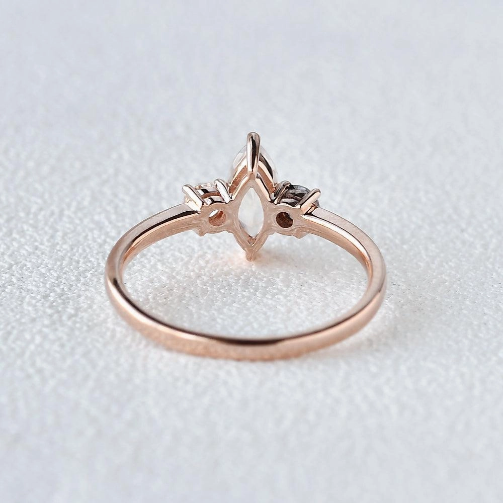 Modern Mood Moonlight Mood Marquise Moonstone Classic Three-stone Ring