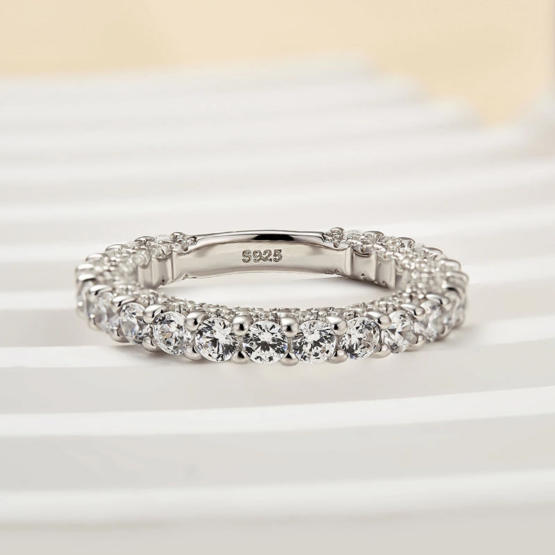 Louily Classic White Gold Round Cut Wedding Band For Women Sleek Design Vivid Accent