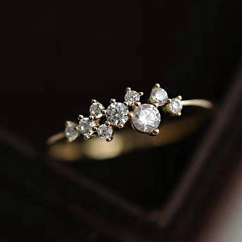 Premium Jewelry Unique Features Louily Dainty Yellow Gold Round Cut Wedding Band In Sterling Silver