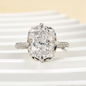 Natural Look Timeless Mood Louily Elegant 6.0 Carat Cushion Cut Engagement Ring In Sterling Silver