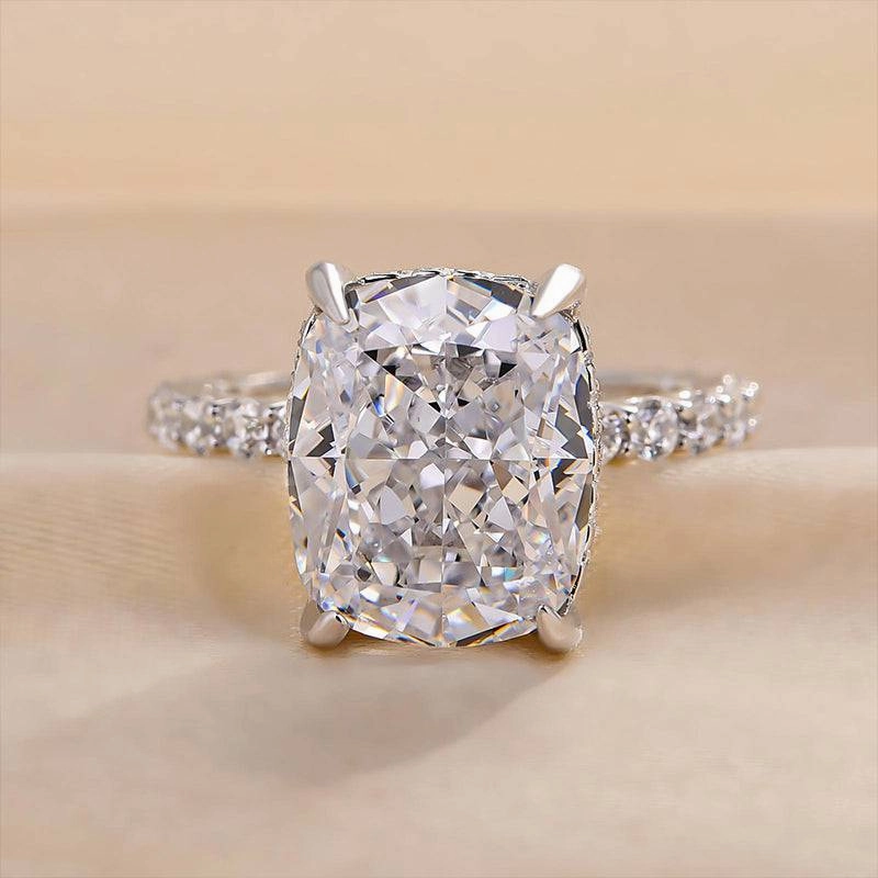 Opulent Radiance Louily Elegant Cushion Cut Engagement Ring For Women In Sterling Silver