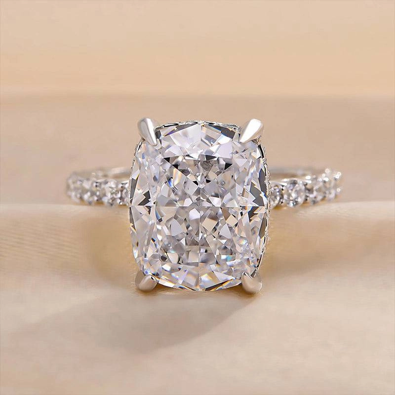 Fashion Classic Louily Elegant Cushion Cut Engagement Ring For Women In Sterling Silver