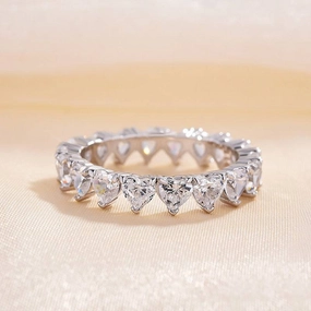 Louily Elegant Full Heart Cut Women's Wedding Band In Sterling Silver Creative Twist Sculpted Finish