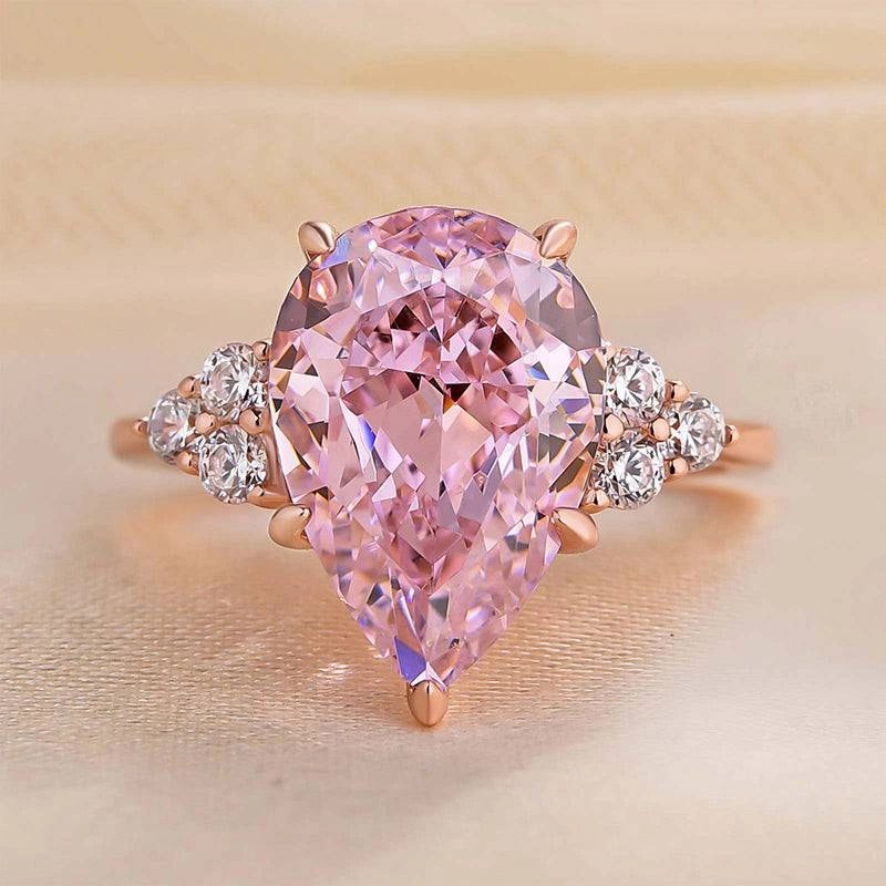 Louily Elegant Rose Gold Pear Cut Pink Sapphire Engagement Ring In Sterling Silver Sophisticated Shine