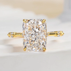 Chic Touch Unique Glow Louily Exclusive Crushed Ice Radiant Cut Simulated Diamond Engagement Ring
