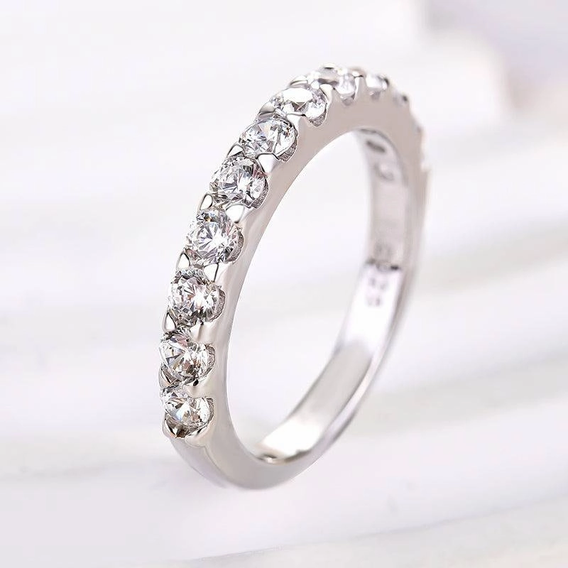 Louily Exquisite Half Round Cut Women's Wedding Band Eye Catcher