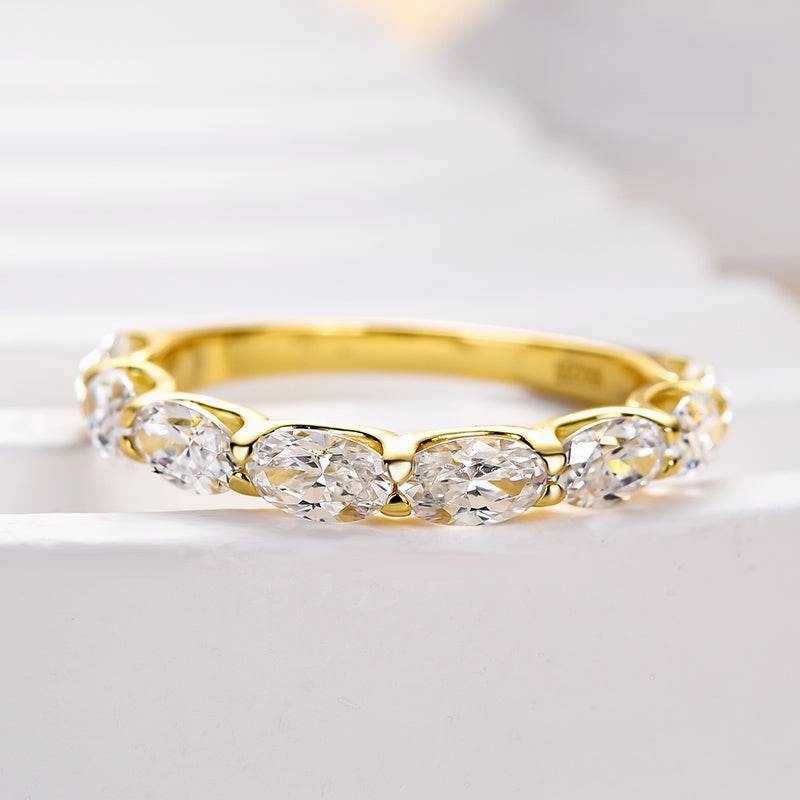 Louily Exquisite Yellow Gold Oval Cut Wedding Band Occasion Perfect Modern Shape