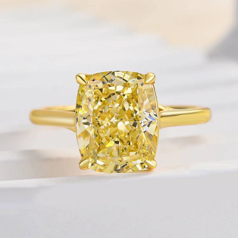 Louily Exquisite Yellow Stone Cushion Cut Engagement Ring Distinctive Style Pieces