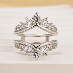 Balanced Accent Signature Sparkle Louily Fashion Round Cut Jacket Wedding Band For Women In Sterling Silver