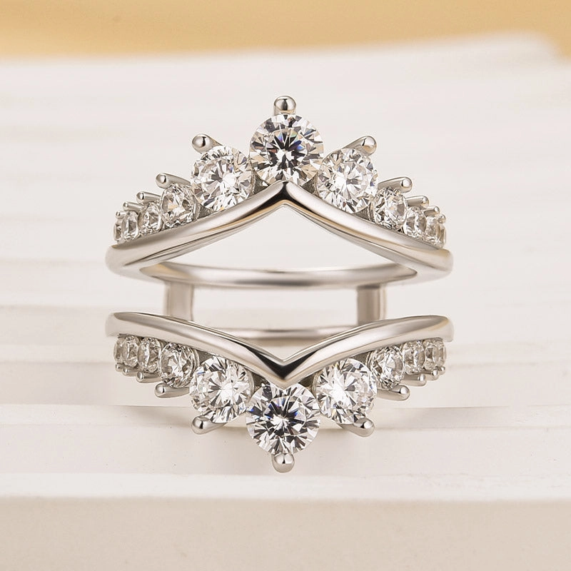 Balanced Accent Signature Sparkle Louily Fashion Round Cut Jacket Wedding Band For Women In Sterling Silver