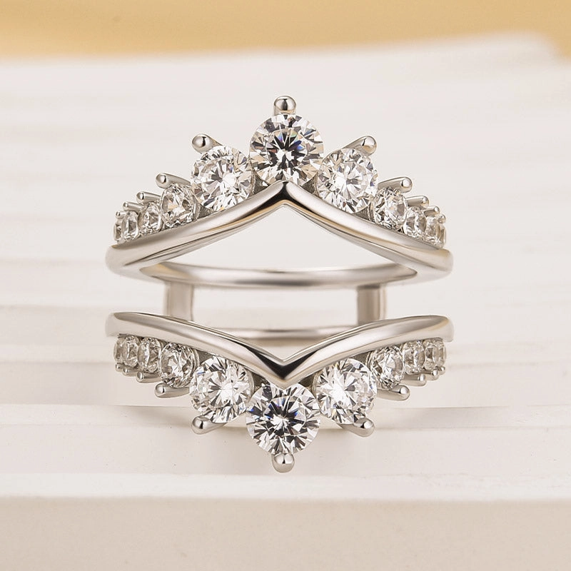 Finest Accent Louily Fashion Round Cut Jacket Wedding Band For Women In Sterling Silver