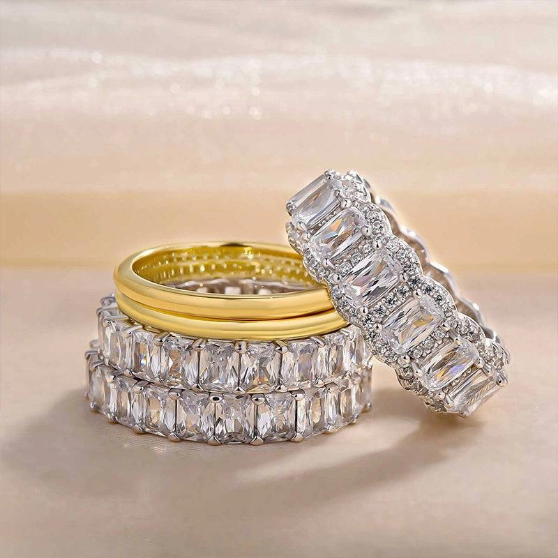 Modern Accent Iconic Touch Louily Gorgeous 5PC Women's Wedding Band Set In Sterling Silver