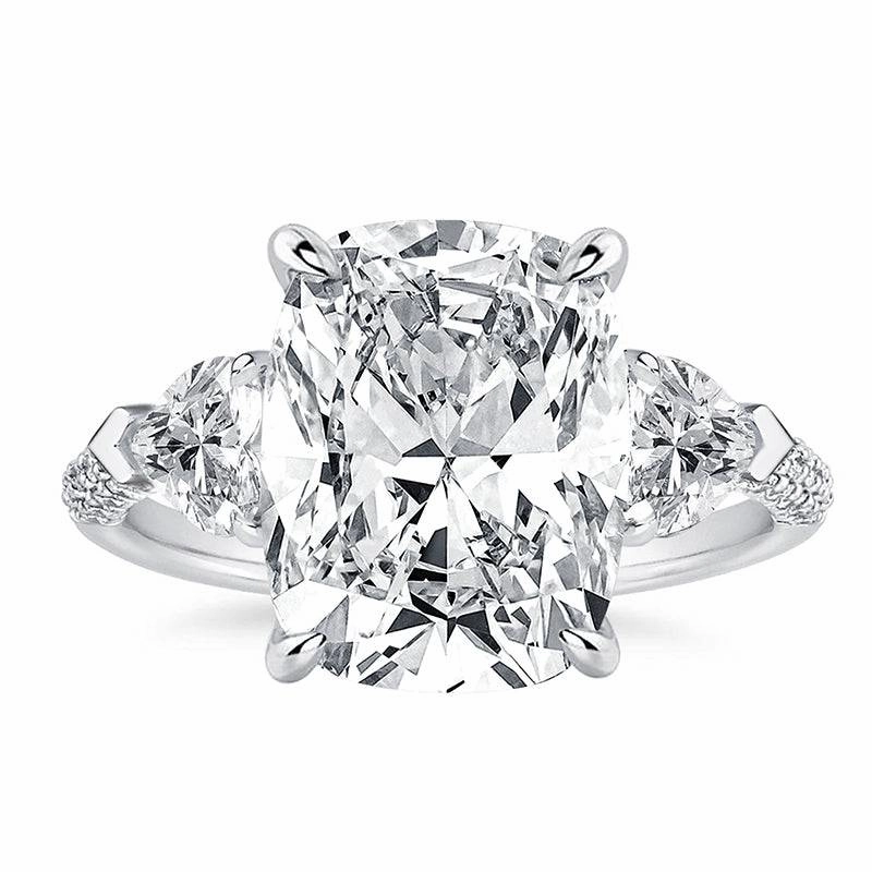 Louily Gorgeous Cushion Cut Three Stone Engagement Ring In Sterling Silver Fashion Statement