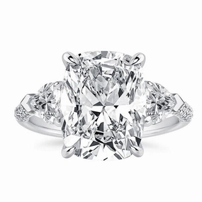 Modern Minimal Louily Gorgeous Cushion Cut Three Stone Engagement Ring In Sterling Silver