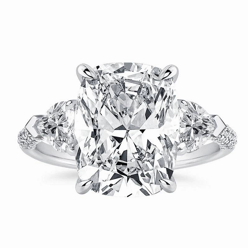 Creative Twist Travel Essential Louily Gorgeous Cushion Cut Three Stone Engagement Ring In Sterling Silver
