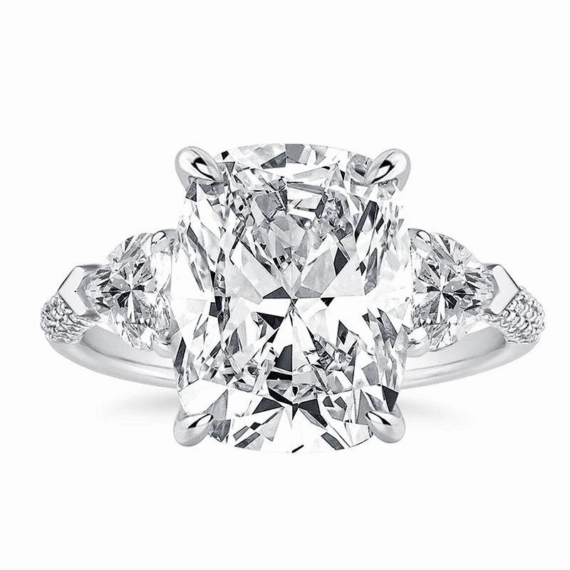 Modern Minimal Louily Gorgeous Cushion Cut Three Stone Engagement Ring In Sterling Silver