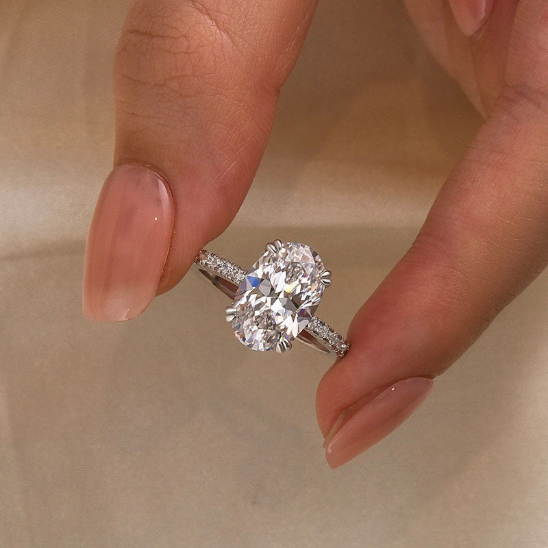 Louily Gorgeous Oval Cut Simulated Diamond Engagement Ring In Sterling Silver Daily Accent