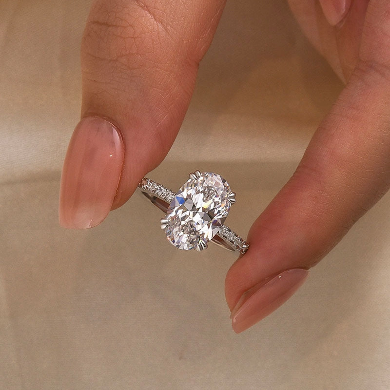 Louily Gorgeous Oval Cut Simulated Diamond Engagement Ring In Sterling Silver Office Chic