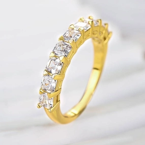 Louily Half Eternity Asscher Cut Wedding Band for Women In Sterling Silver Luxury Collection Minimal Mood