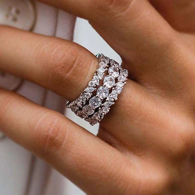 Louily Lovely Marquise & Round Cut 3PC Wedding Band Set In Sterling Silver Trend Forward Impressive Finish