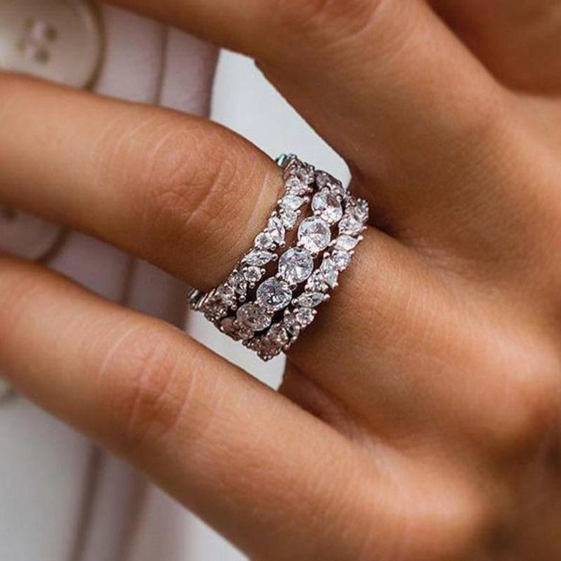 Timeless Detailing Louily Lovely Marquise & Round Cut 3PC Wedding Band Set In Sterling Silver